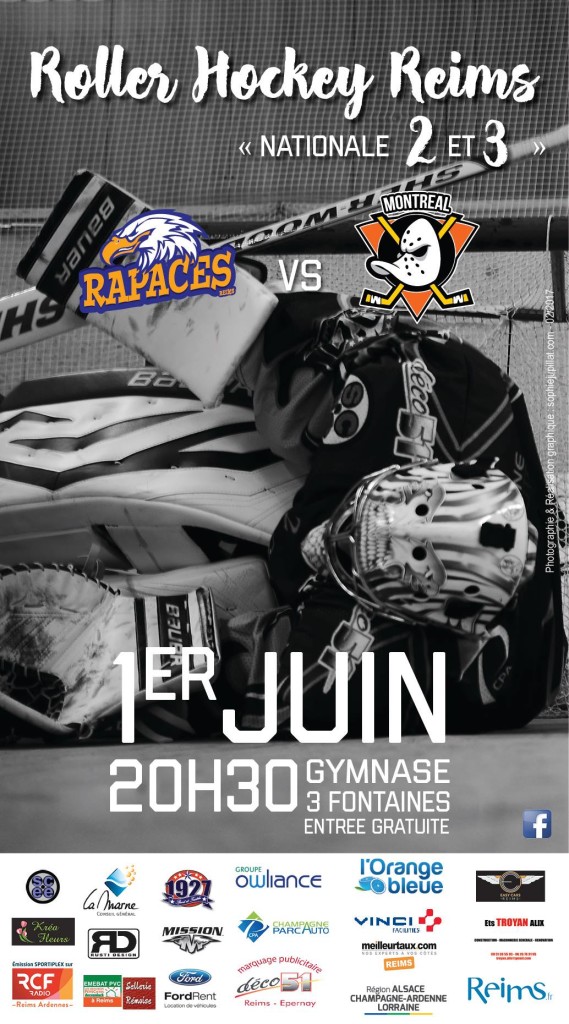 affiche match amical RHR vs Ducks Monréal 1er juin 17